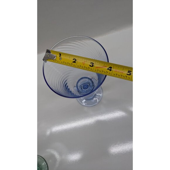 Libbey Blue Swirl Optic Water Goblet 7" Vintage Barware Glass Elegant - Picture 10 of 13